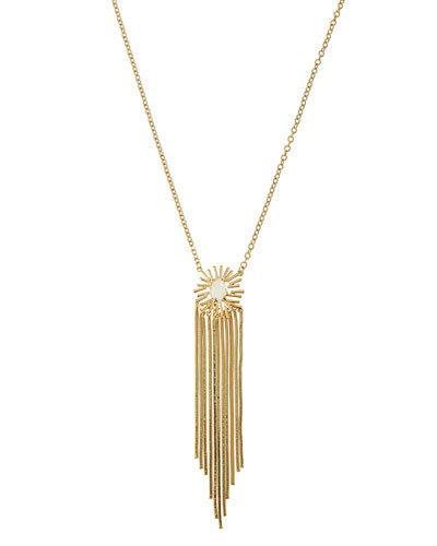 Long 12k Gold-plated Stone Burst Pendant Necklace