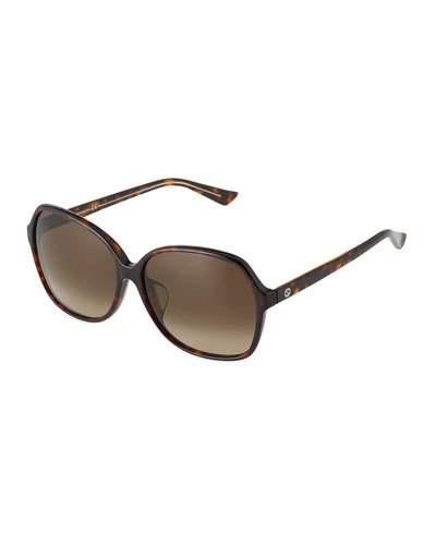 Havana Plastic Butterfly Sunglasses, Brown