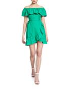 Off-the-shoulder Ruffle Wrap Dress