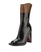 Two-tone Leather Ankle Boots