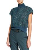 Sequined Chevron Ribbed Crop