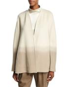 Kaye Oversized Collarless Ombre Jacket, Ecru