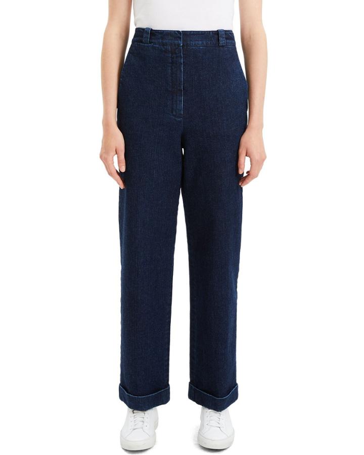 Structured Straight-leg Cuffed Denim Pants