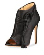Newton Tassel Peep-toe Bootie, Black