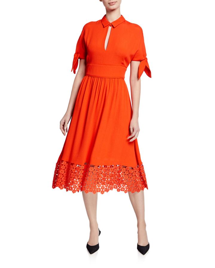 Short-sleeve Crochet Hem A-line Dress
