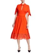 Short-sleeve Crochet Hem A-line Dress