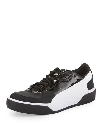 Brace Leather Low-top Sneaker, Black/white