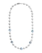 Silver Rock Candy Multi-stone Necklace In London Blue Topaz,