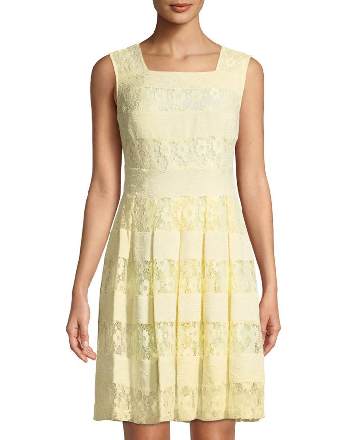 Lace-striped Fit-&-flare Dress