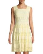 Lace-striped Fit-&-flare Dress