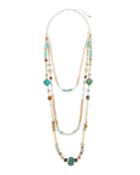 Beaded Triple-strand Necklace, Green/brown