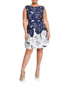 Plus Size Rose-print A-line Dress