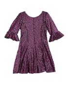 Viv Boucle Knit Fir-and-flare Bell-sleeve Dress,