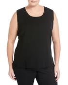 Embellished-trim Scoop-neck Knit Tank, Black,