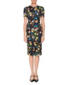 Essie Mariko Meadow Short-sleeve Floral-print Fitted Dress