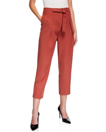 Belted Waist Cropped Trousers