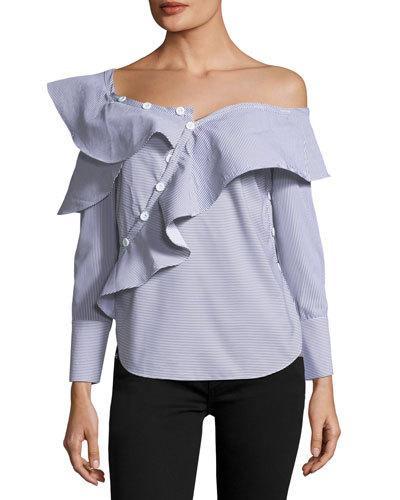 Asymmetric-neck Ruffled