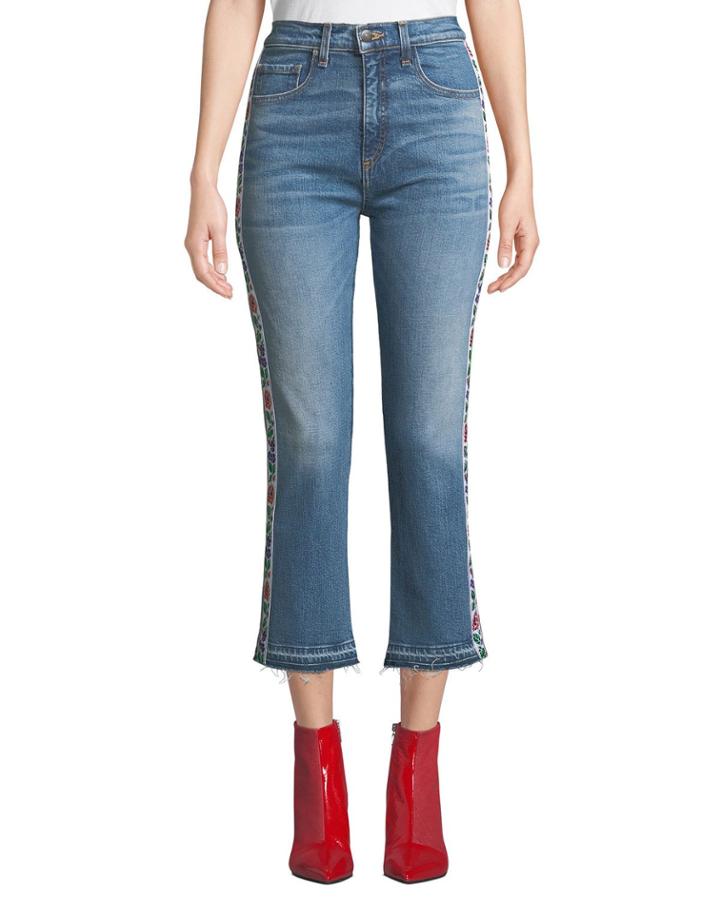 Ines Floral Tuxedo-striped Jeans