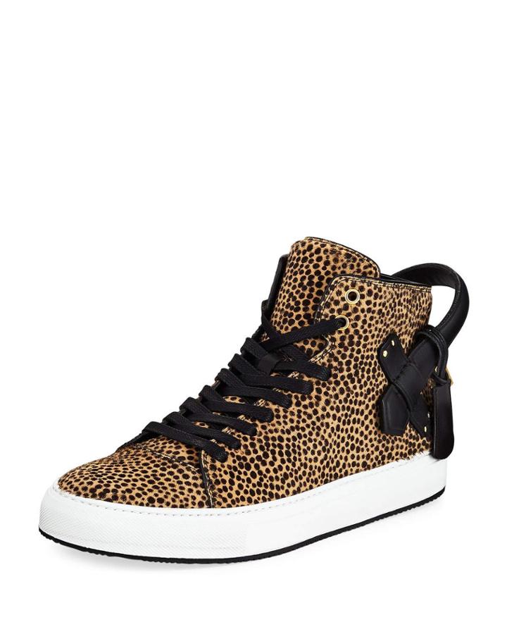 Men's 100mm Leopard Calf Hair High-top