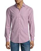 Men's Slim-fit Checked Shirt W/ Cutaway Collar, Red
