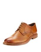 Brent Leather Plain-toe Oxford, Brown
