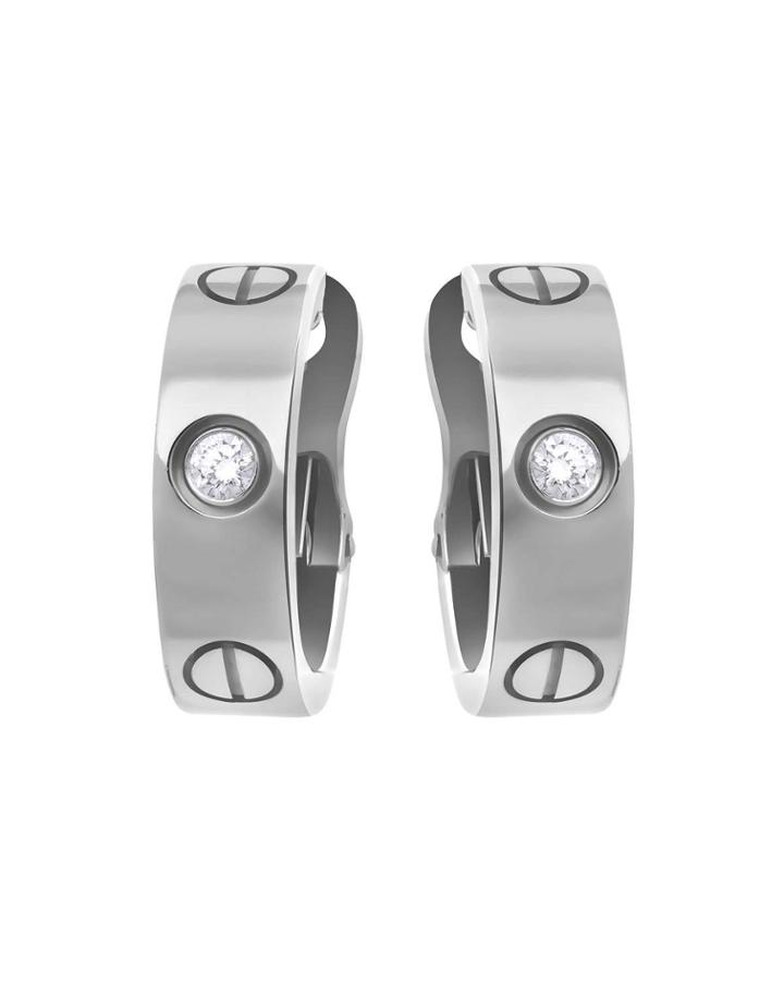 18k White Gold Diamond Love Clip-on Earrings