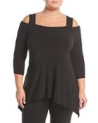 Handkerchief-hem Cold-shoulder Top,