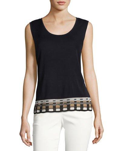 Embroidered-hem Knit Tank,