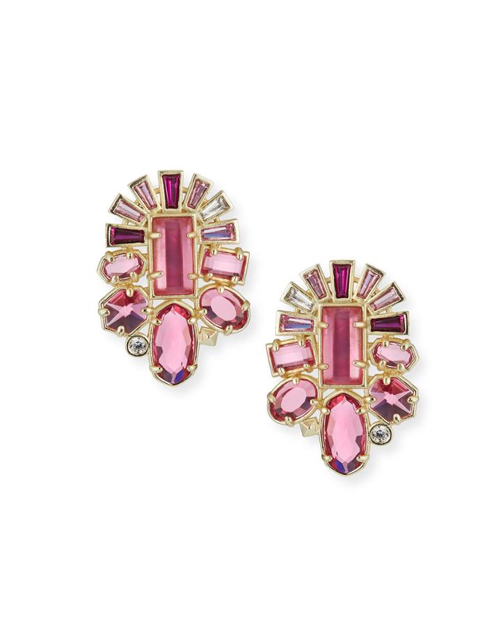 Huckaby Crystal Statement Earrings In Gold-tone Plate