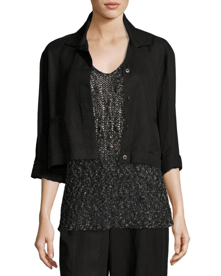 Lightweight Cropped Button-front Jacket