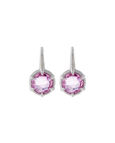 Eclipse Round Pink Crystal Drop Earrings