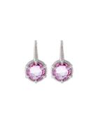 Eclipse Round Pink Crystal Drop Earrings