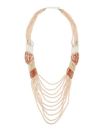 Long Multi-strand Pastel Crystal & Stone Necklace.