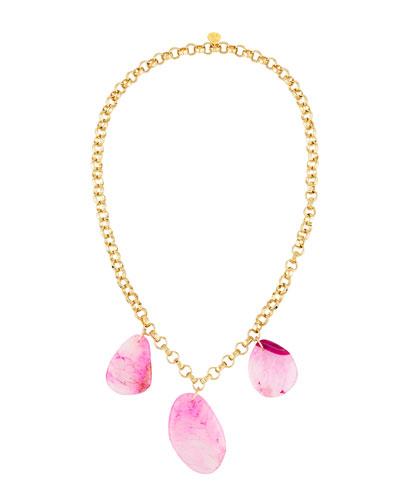 Long Triple-agate Pendant Necklace, Pink