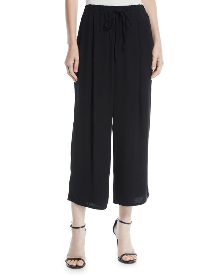 Drawstring-waist Draped Crop Pants