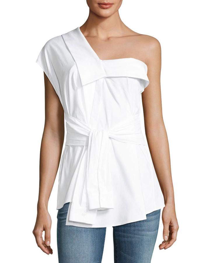 Hadley One-shoulder Poplin Top