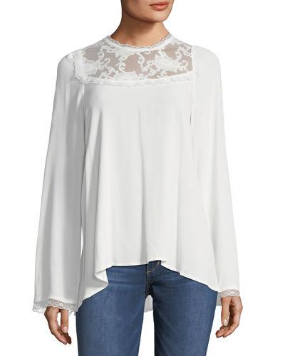 Lace-yoke Bell-sleeve Blouse