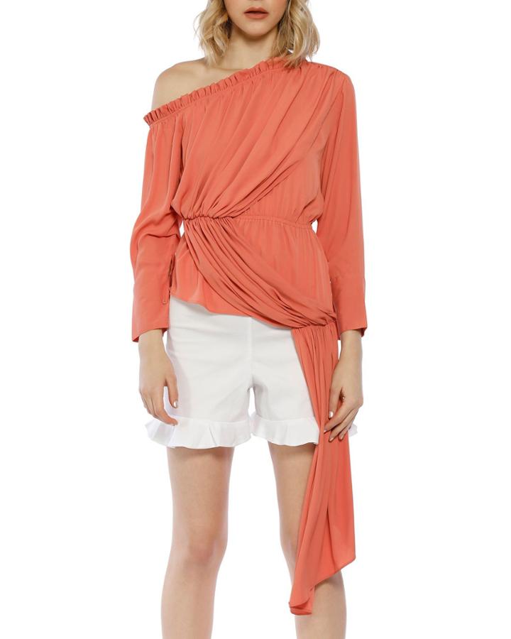Gianna One-shoulder Draped Tunic Top