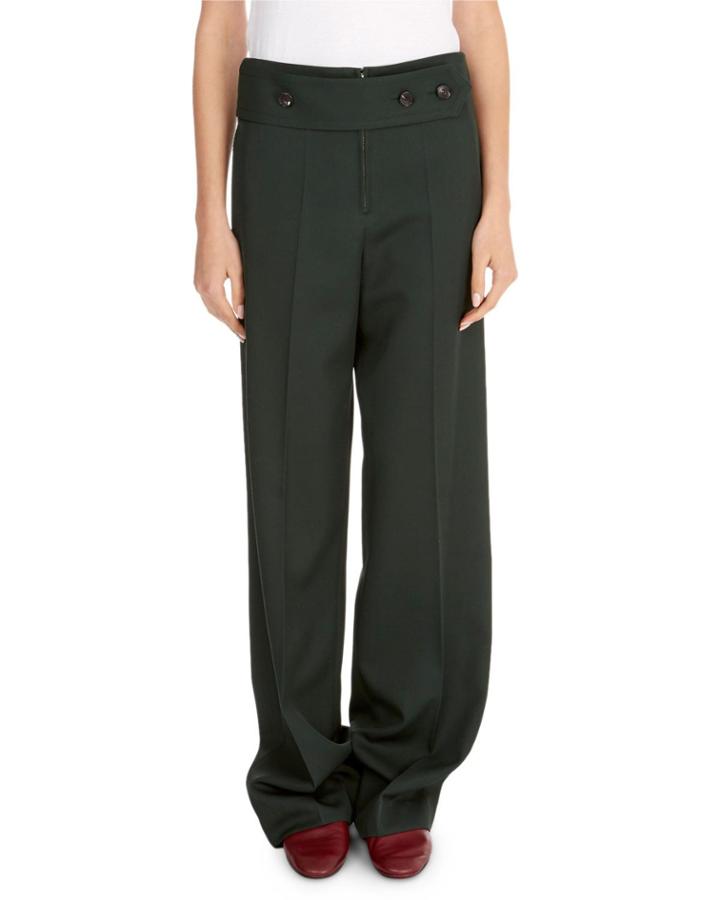 Wide-leg Pants W/ Martingale Waist