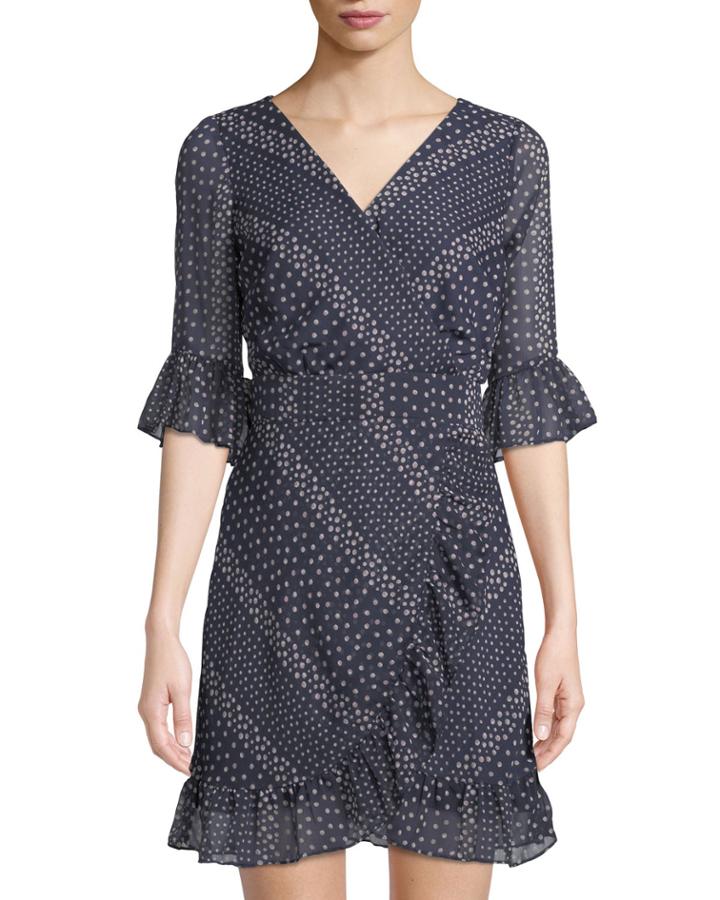 Clariss Polka-dot Chiffon Wrap Dress