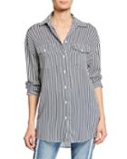James Striped Button-down Shirt W/ Patch Pockets