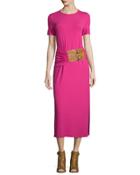 Short-sleeve Ruched-waist