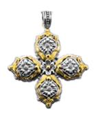 Two-tone Floral Cross Pendant