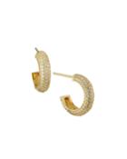 Cubic Zirconia Huggie Hoop Earrings, Gold
