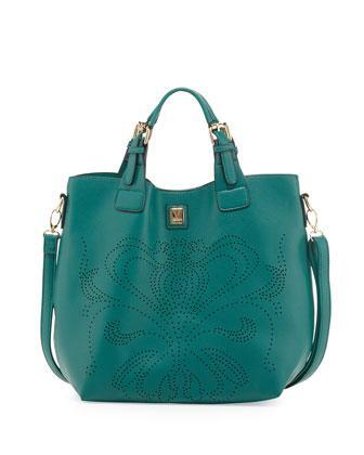 V Couture By Kooba Crysta Perforated Flower Tote Bag, Green