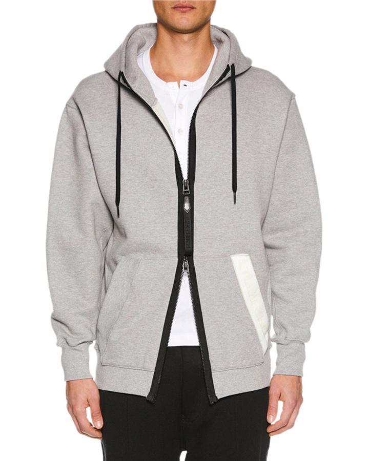 Men's Zip-front Hoodie Sweatshirt, Gray