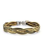 Braided Stainless Steel Micro-cable Bracelet, Black/yellow
