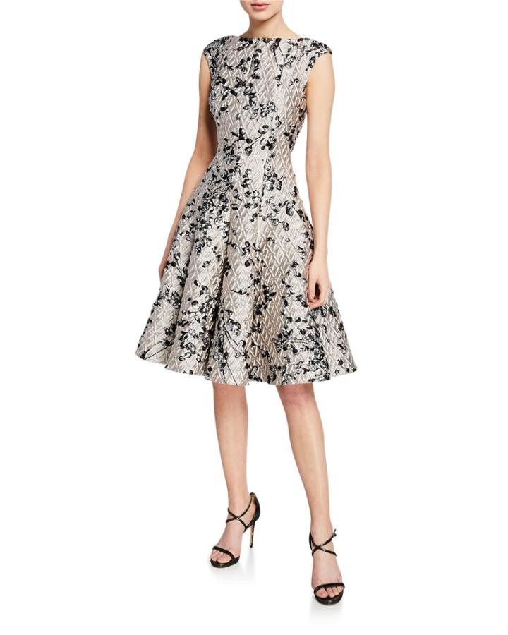 Floral Brocade Fit & Flare Dress