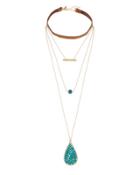 Multilayer Leather Choker Necklace, Blue