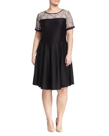A-line Lace Top Dress, Black/white,